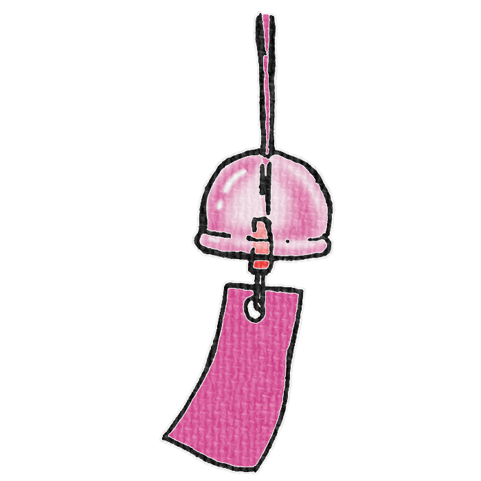ピンク色の風鈴のイラスト