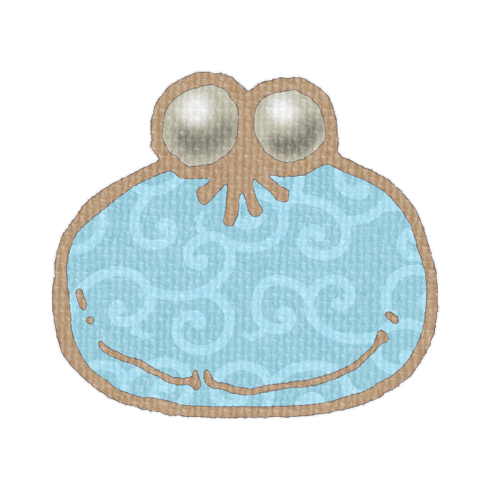 水色の唐草模様柄がまぐち財布の透過イラスト素材