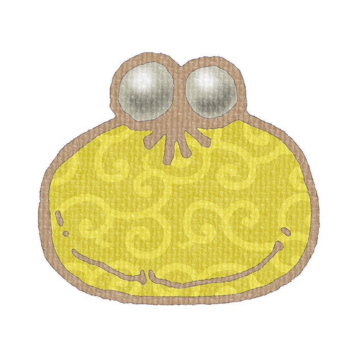 黄色の唐草模様柄がまぐち財布の透過イラスト素材