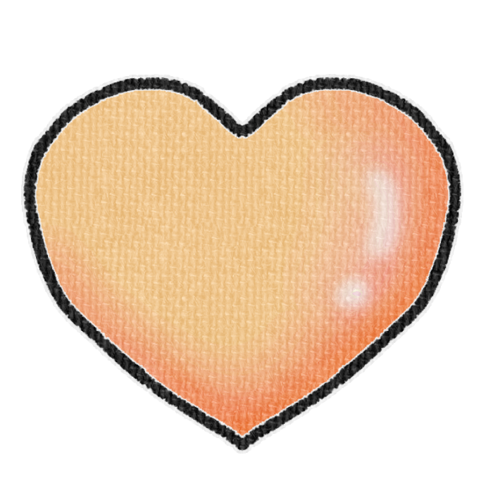 オレンジ色のハートの透過イラスト素材