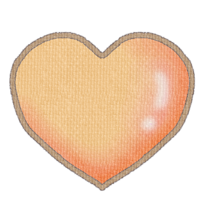 オレンジ色のハートの透過イラスト素材