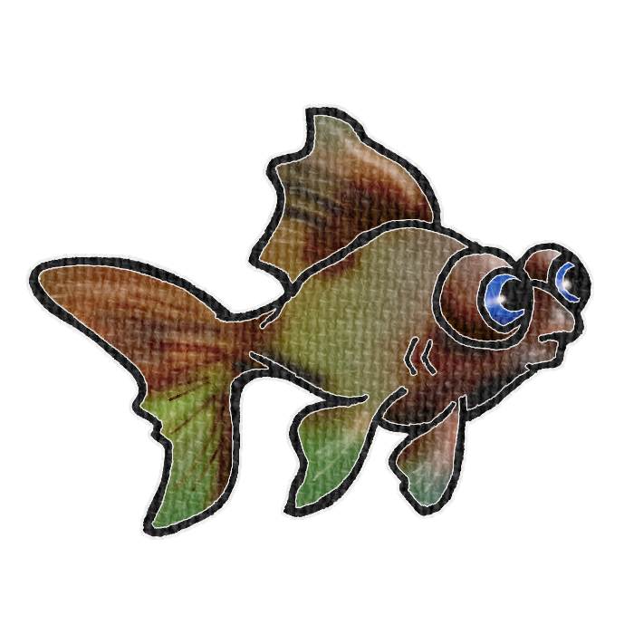 茶色いメタリックカラーの金魚の透過イラスト