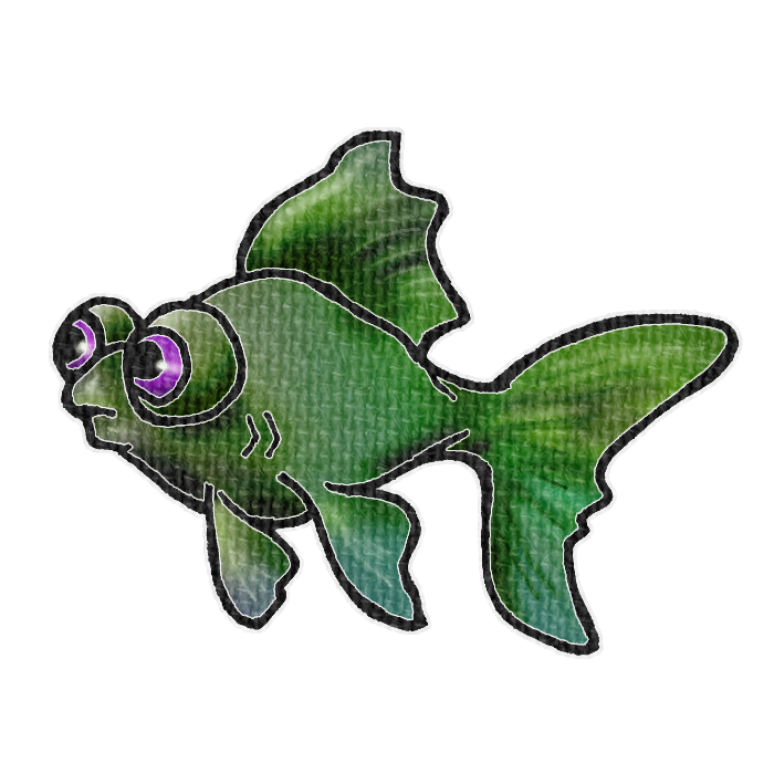 緑色のメタリックカラーの金魚の透過イラスト