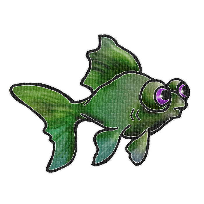 緑色のメタリックカラーの金魚の透過イラスト