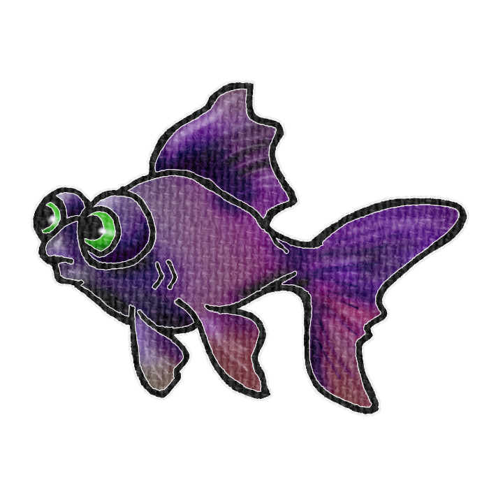 紫色のメタリックカラーの金魚の透過イラスト