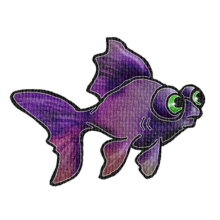 紫色のメタリックカラーの金魚の透過イラスト