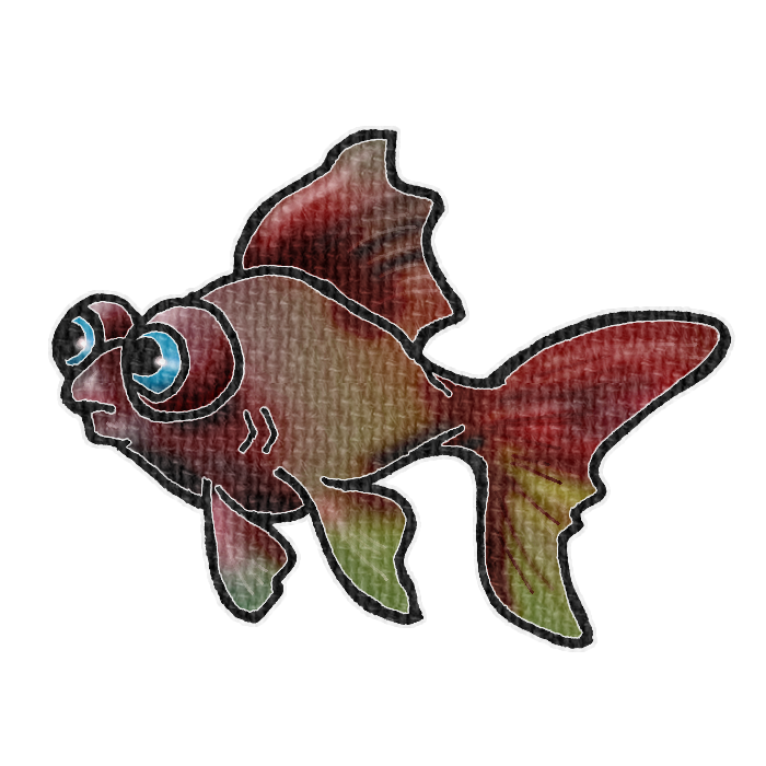 赤色のメタリックカラーの金魚の透過イラスト