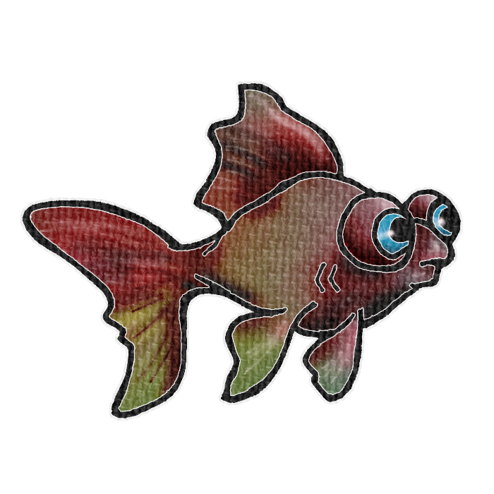 赤色のメタリックカラーの金魚の透過イラスト