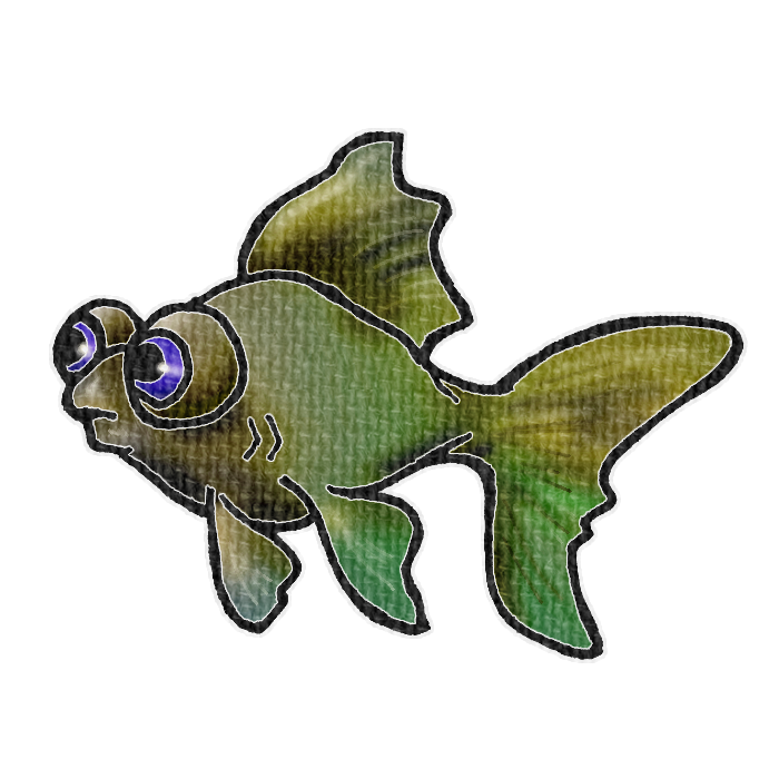 黄色のメタリックカラーの金魚の透過イラスト