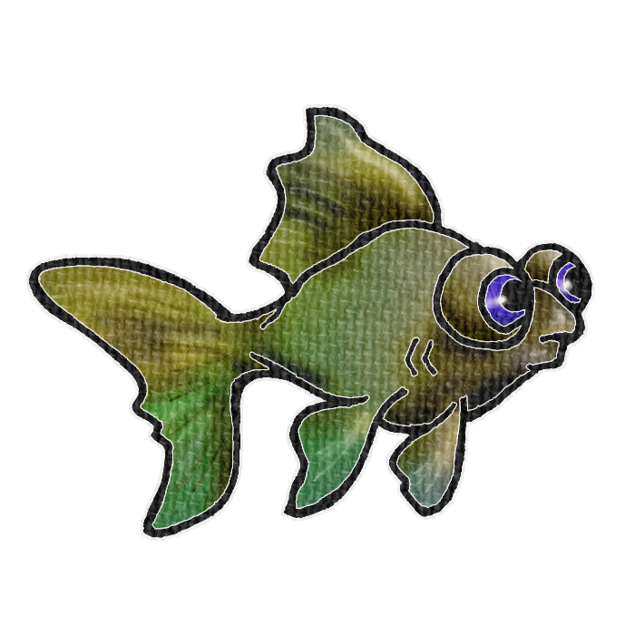 黄色のメタリックカラーの金魚の透過イラスト