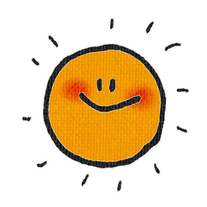 オレンジ色のおひさまの透過イラスト素材