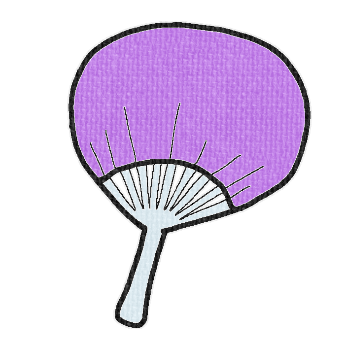 紫色のうちわのイラスト