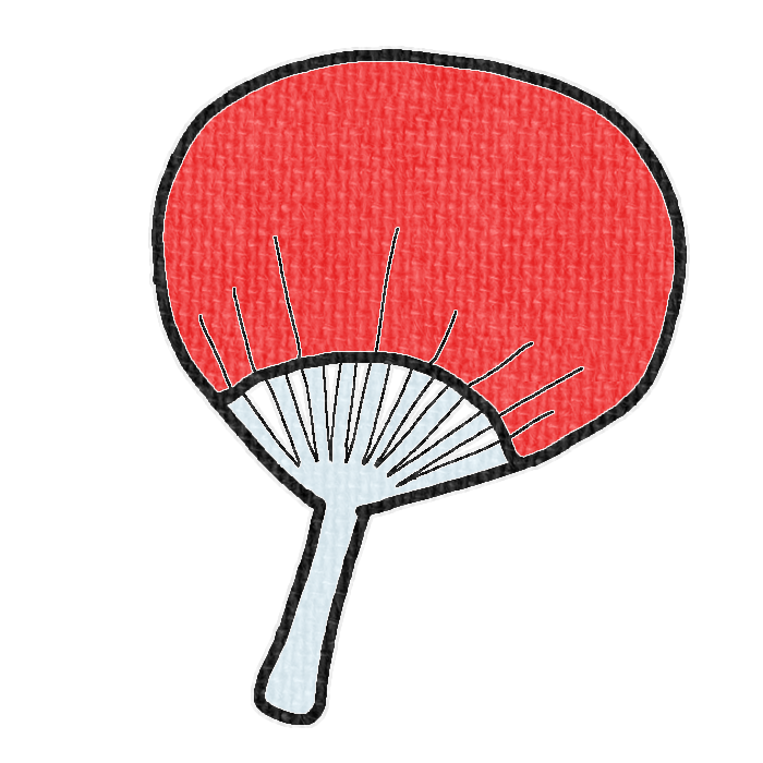 赤いうちわのイラスト