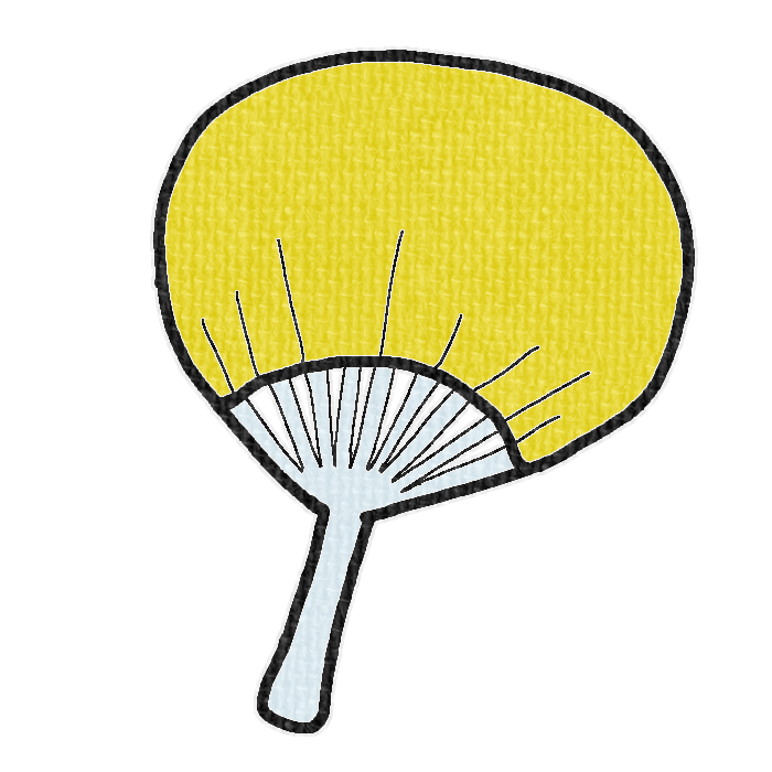 黄色のうちわのイラスト