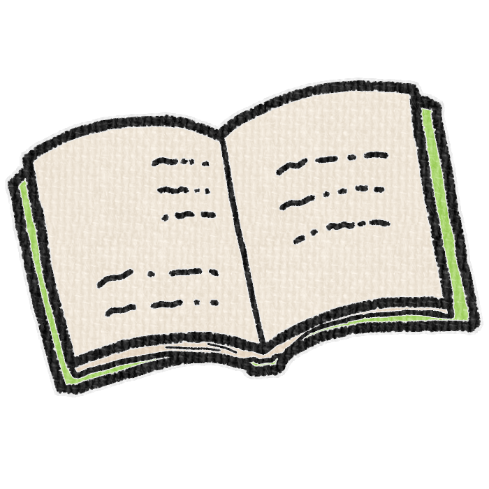 黄緑色の表紙の本の透過イラスト