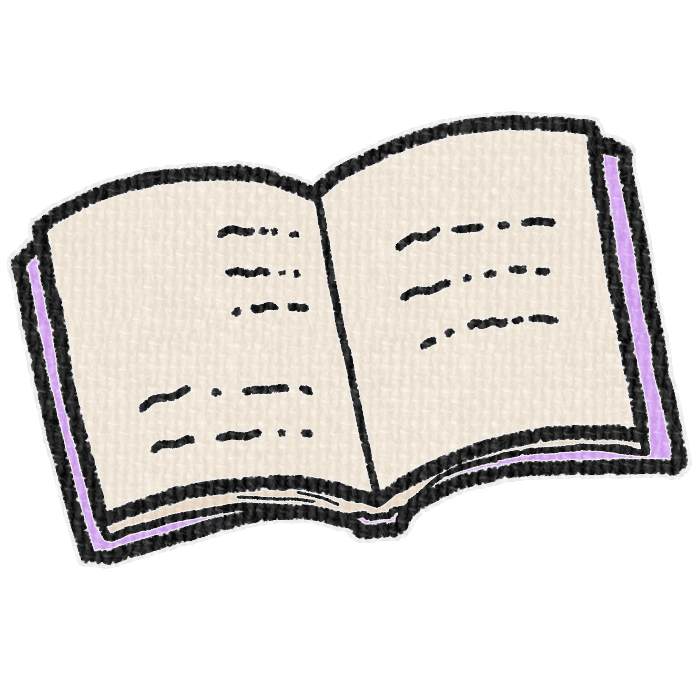 紫色の表紙の本の透過イラスト