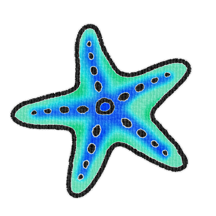 青色のヒトデの透過イラスト
