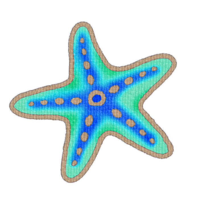 青色のヒトデの透過イラスト