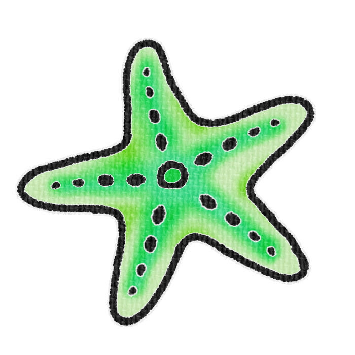 緑色のヒトデの透過イラスト