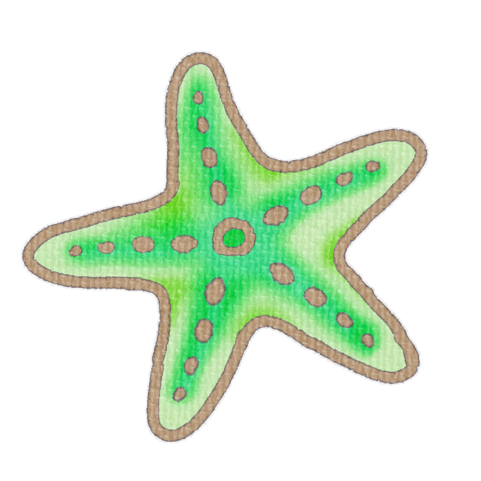 緑色のヒトデの透過イラスト