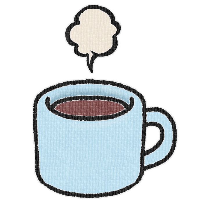 水色のマグカップに入ったホットドリンクの透過イラスト