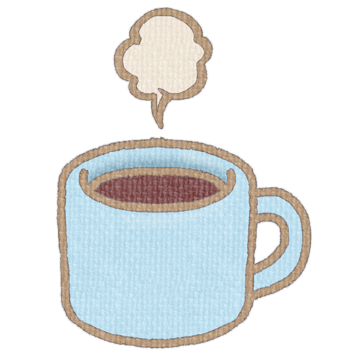 水色のマグカップに入ったホットドリンクの透過イラスト