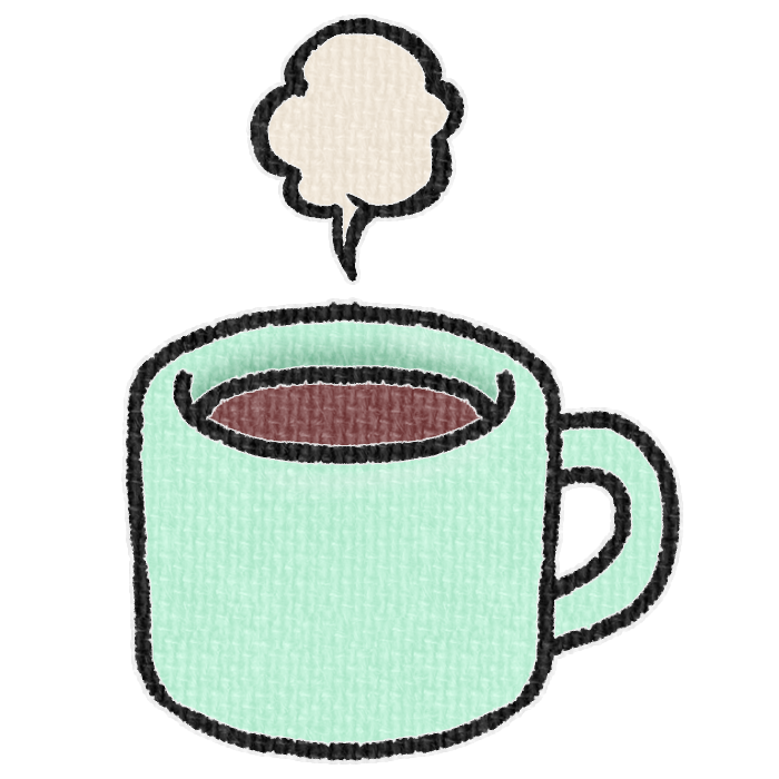 緑色のマグカップに入ったホットドリンクの透過イラスト