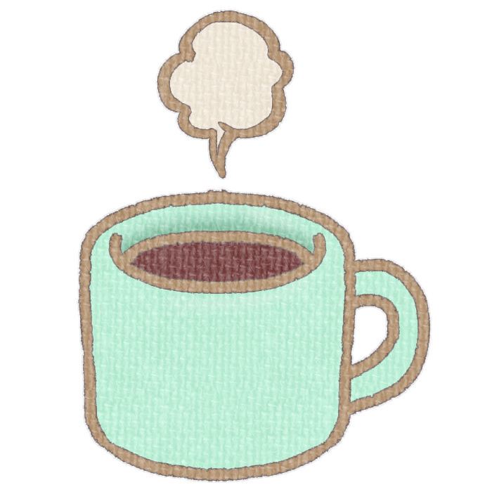 緑色のマグカップに入ったホットドリンクの透過イラスト