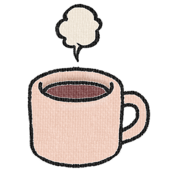 オレンジ色のマグカップに入ったホットドリンクの透過イラスト