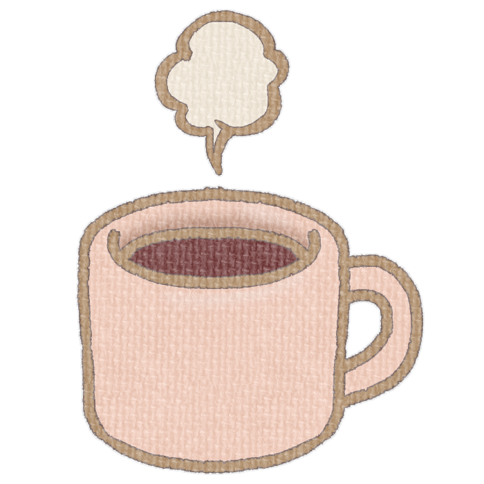 オレンジ色のマグカップに入ったホットドリンクの透過イラスト