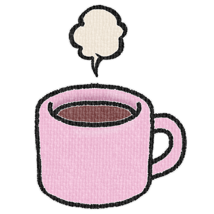 ピンク色のマグカップに入ったホットドリンクの透過イラスト