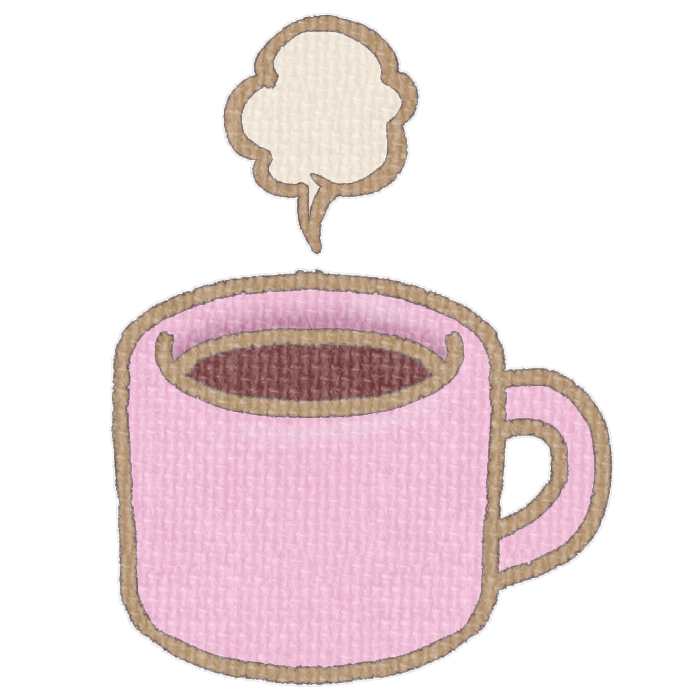ピンク色のマグカップに入ったホットドリンクの透過イラスト