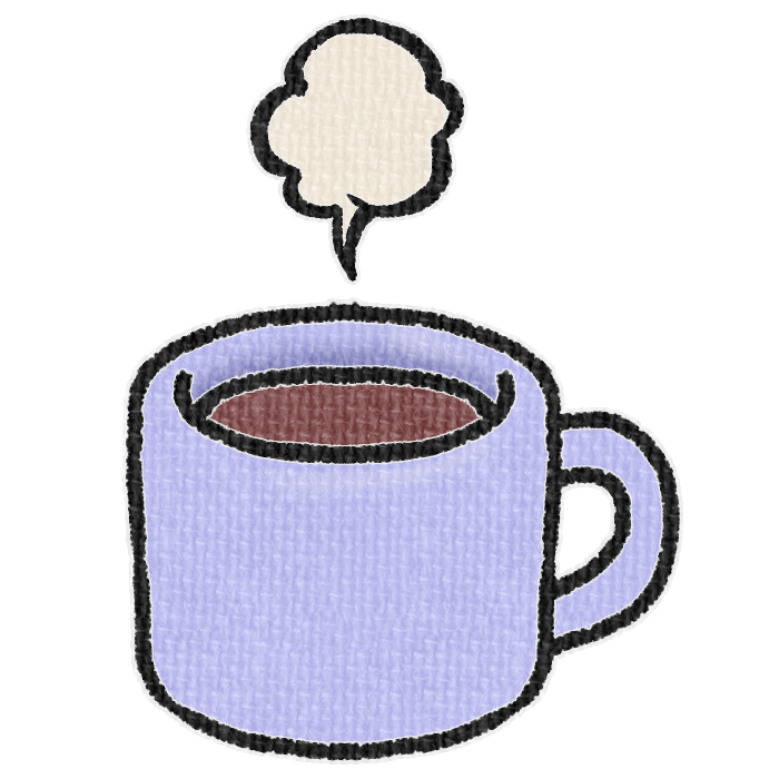 紫色のマグカップに入ったホットドリンクの透過イラスト