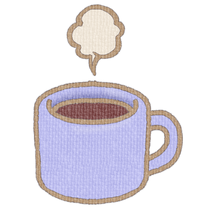 紫色のマグカップに入ったホットドリンクの透過イラスト
