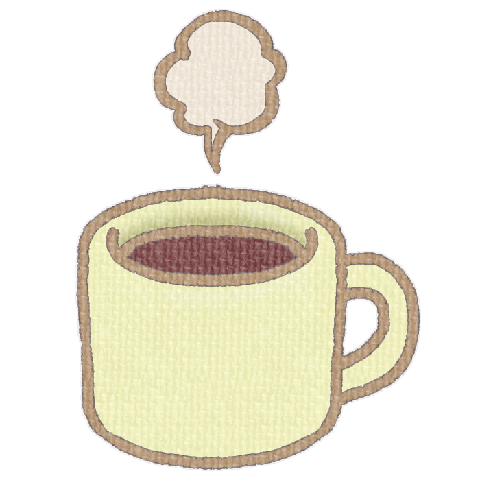 黄色のマグカップに入ったホットドリンクの透過イラスト
