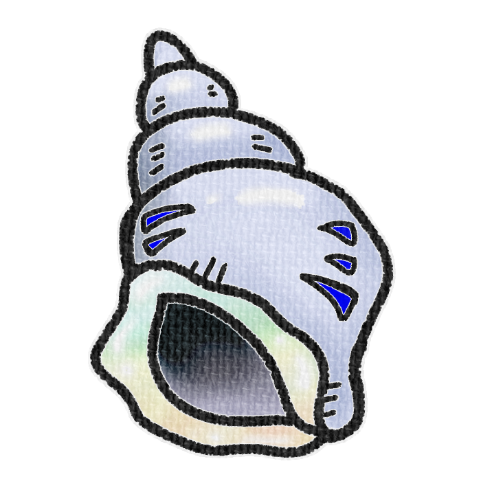 青色の左巻き巻貝の透過イラスト素材