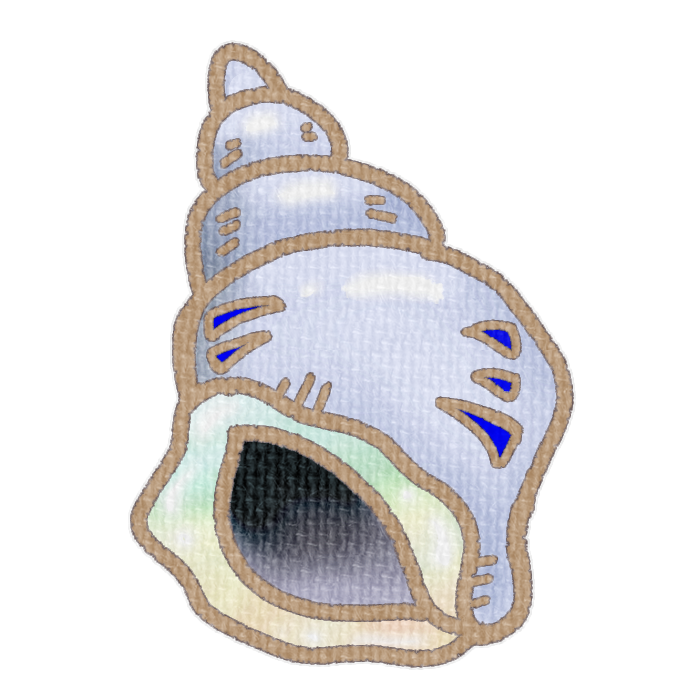 青色の左巻き巻貝の透過イラスト素材