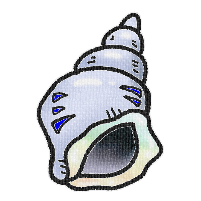 青色の右巻き巻貝の透過イラスト素材
