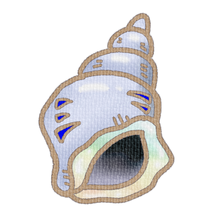 青色の右巻き巻貝の透過イラスト素材