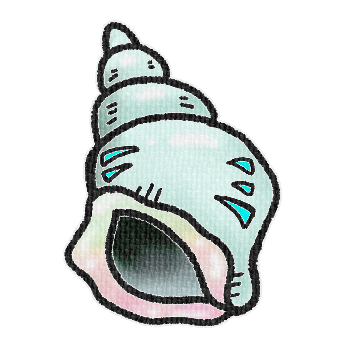 緑色の左巻き巻貝の透過イラスト素材