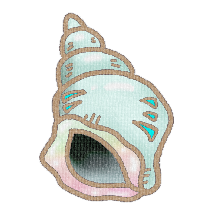 緑色の左巻き巻貝の透過イラスト素材