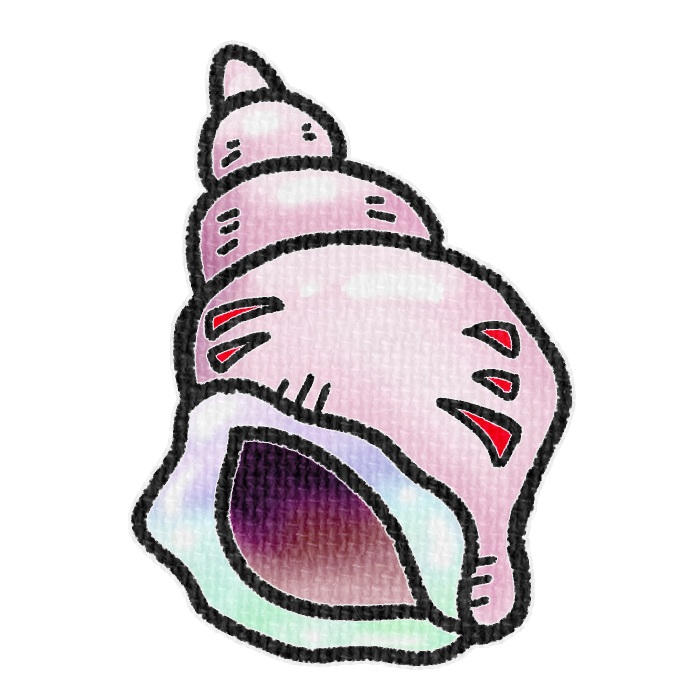 赤色の左巻き巻貝の透過イラスト素材