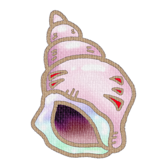 赤色の左巻き巻貝の透過イラスト素材
