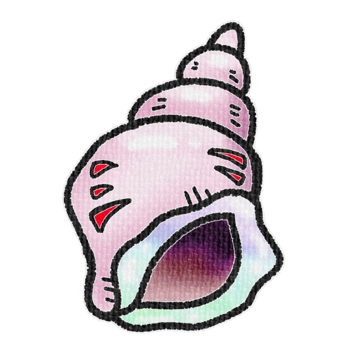 赤色の右巻き巻貝の透過イラスト素材