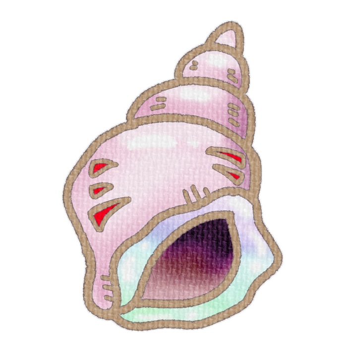 赤色の右巻き巻貝の透過イラスト素材