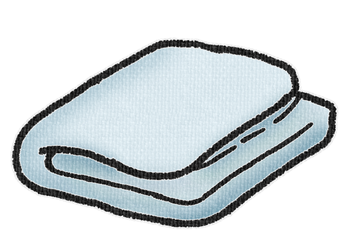 たたまれた水色の毛布の透過イラスト