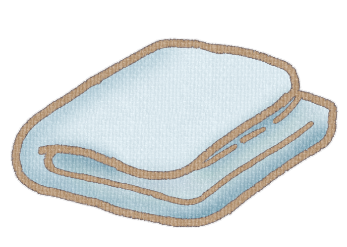 たたまれた水色の毛布の透過イラスト