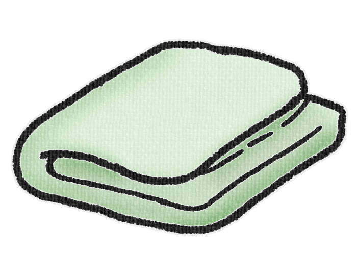 たたまれた緑色の毛布の透過イラスト