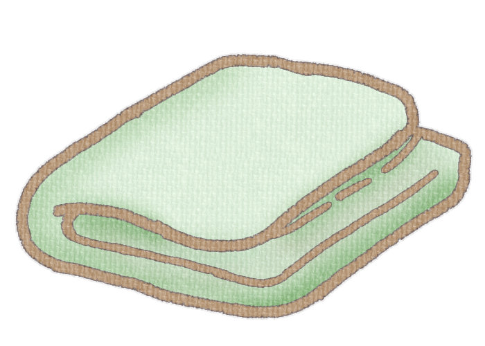 たたまれた緑色の毛布の透過イラスト