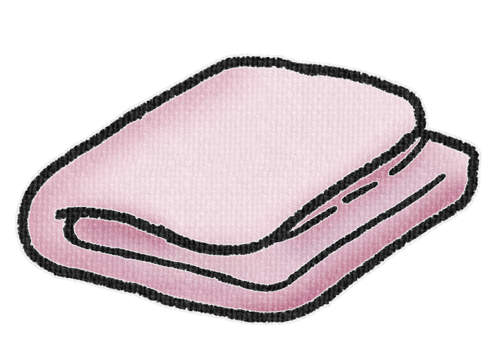 たたまれたピンク色の毛布の透過イラスト